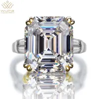Cluster Rings Wuiha Topkwaliteit 925 Sterling Silver Asscher Cut Created Moissanite Diamond Wedding Engagement voor Vrouwen Fijne Sieraden