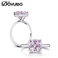 Doyubo 골동품 여성의 925 단단한 실버 3 핑크 소나 다이아몬드 약혼 반지 높은 qulity 결혼 반지 정밀 보석 VB4251