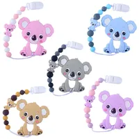 I nuovi prodotti insieme a catena per bambini gomma silicone ciuccio catena ciuccio giocattolo koala cartone animato morso