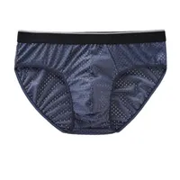 Mens Sexy Briefs Mesh Breathable Underpants Bulge Pouch Panties Male Comfortable Solid Low Rise Knicker Trunks