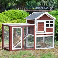 US Stock TOPMAX Wooden Pet Home Decor House Rabbit Bunny Wood Hutch Dog House Chicken Coops Cages Cage,Auburn a49 a22 a03