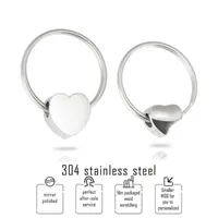 Nyckelringar tomma polska hjärta pärlor nyckelkedja 304 rostfritt stål ringar / nyckelhållare / nyckel fob / nyckel tillbehör diy smycken gör 10pcs1