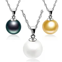 High Quality 925 Sterling Silver 12mm Pearl Pendant Necklace Choker With Chain Fashion Silver Jewelry Wholesale 72 J2