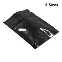 Black Resealable Aluminum Foil Zipper Food Storage Pack Bags Foil Mylar Zipper Heat Seal Coffee Tea Powder Pouch Mylar Baggies 449 N2