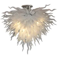 Гирбан современный рот взорванные лампы Murano Glass подвесные светильники крытый дом искусства декор люстры света светодиодные светлые белые вешающие люстры для гостиной