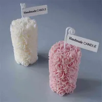 3D Gül Çiçek Silindir Silikon Mum Kalıpları DIY Sabun Kalıpları Formu Mum Yapma Araçları Reçine El Sanatları Fondan Kek Dekorasyon Kalıp H1222