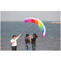 2M Power Dual Line Stunt Parafoil POWER Sport Kite Parachute Rainbow Nice Beach Kite with 2pcs 30m High Quality Nylon Flying Lines a06