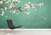 CJSIR Custom 3D Wallpaper 벽화 새로운 중국 클래식 손으로 그린 ​​목련 꽃 펜과 새 배경 벽지 장식 1