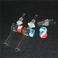 Nectar Collector Quartz Tips DAB Glass Hookah med silikon vaxbehållare Olje Rrigg halmkoncentrat 10 mm 14mm led