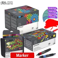 Winsor Newton Promarker 6/12/24/48/96 ألوان مجموعة توأم / مزدوج طرف الكحول القائم على الأقلام تصميم Pro Marker للفنانين 201211