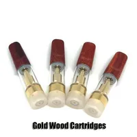 Gold Wood Carts Atomizer 0.5ml 1.0ml TH205 Ceramic Coil Drip Tip 510 Thick Oil Cartridges Vape Tank For Preheat Battery Kita50a50