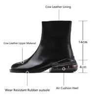 Boot Women Split Toe Air Cushion Ankle Boots Genuine Leather Ninja Tabi Cow Woman Medium Heel 4cm Lady Short 220310 MTYJ
