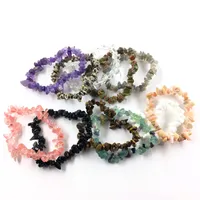 Beaded Strands Multicolor Broken Natural Stone beads Bracelets For Women Healing Crystal quartz Stone elasticity Wristband Mens Fashion Jewelry Gift 97 G2