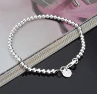 Femme Femme Placage 4mm 925 Silver Bead Bead Bracelet Simple Accessoires Meilleur anniversaire d'un ami Present Present 925