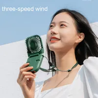 ZL0516 Party Favor Hanging Neck Fan Mini Handheld USB Desktop Mute Portable Ultra-Thin Adjustable Folding Rechargeable Hands Free 3 Gears Fans Power Bank Cooling