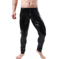 Мужские брюки мужчины сексуальные искусственные кожаные леггинсы Performance PU Slim влажный взгляд узкие карандаши тощие длинные брюки клубная улица уличная одежда