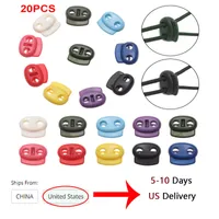 200Pcs Plastic Stopper Double Holes Cord Lock Bean Toggle Clip Toggles Cord Apparel Shoelace Buttons Sportswear Accessories