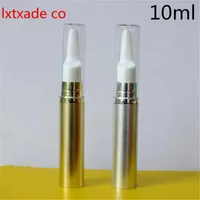 Free Shipping 10ml Gold Silver Empty Pack Bottle Pump Pen Top Grade Refillable Mini Eye Gel Essential Cosmetic Containers