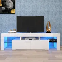 미국 주식 가정 가구 현대 흰색 TV 스탠드, 20 색 LED TV 스탠드 W / 리모컨 조명 A33