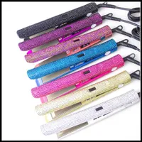 Stock 2021 Più nuovo Taurus 105 Crystal Flat Iron Sparkle 2 in 1 Bling Diamond Mch Professional Hair Hair Irons Curling Styling Styling Tools