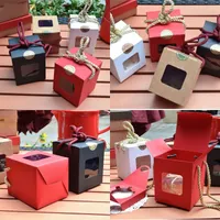 Creative Design Kraft Paper Gift Wrap Box met Clear Venster Honey Jam Thee Brown Sugar Boxs Candy Touw 248 J2