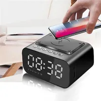 Wireless Charger Alarm Clock Bluetooth Speaker LED Smart Digital Table Electronic Desktop Clocks Fm Radio USB Fast Charginga38a07 a59