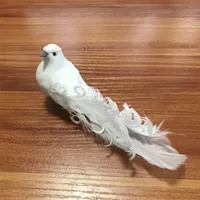 10pcs Fake Bird, palomas blancas Plumas de espuma artificial Pájaros con clip, Palomas Decoración para boda, Navidad, Hogar 201127