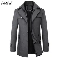 BOOLUBAO зимний бренд мужчины двойной воротник шерстяной смесь пальто мужские повседневные длинные шерстяные пальто бизнес роскошная сплошная шерсть пальто мужчина 201126