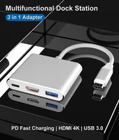 USB3.1 Tipo-C a 4K HD-OUT 1080P USB-C Digital AV Multultall Adaptter Adapter 4K OTG USB 3.0 Cargador de hub para MacBook 12 "