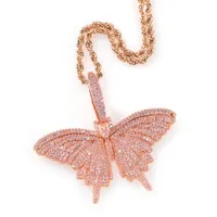 2021 ожерелье ювелирных изделий с бабочка Подвесок розового золота серебряного цвета Майами кубинских звеньевыми цепями ожерелье остроумие мешком
