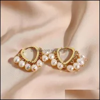 Dangle & Chandelier Earrings Jewelry Concise Luxury 18K Gold-Plated Heart Tassel Pearl Temperament Women Brand High-End Drop Delivery 2021 8