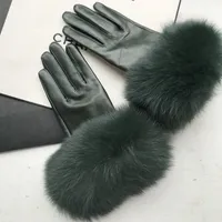 Gants de cinq doigts Maylofuer vert foncé véritable peau de mouton élégant gants de haute qualité pour femmes