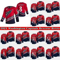워싱턴 대문자 저지 2021 Reverse Retro 8 Alex Ovechkin 43 Tom Wilson 77 T.J. Oshie 74 John Carlson 33 Zdeno Chara Hockey Jerseys.