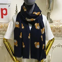 Новый классический стиль 100% шерстяной материал печати буквы медведь шаблон длинные пушмина шарфы для женщин размером 180см - 65см