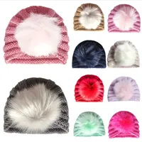 Mode Kids Girls Boyd Turban Hat Beanie Hat Headwear Vinter Höst Varmkåpa Stickade Pompom Barn Beanie Caps