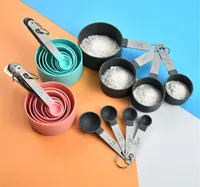 Sıcak Yemek Evi 8 adet Set Ölçme Kaşık Kupası Araçları PP Pişirme Aksesuarları Paslanmaz Çelik Plastik Kolu Mutfak Gadget'ları