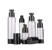 15ml 30ml 50ml 80ml 100ml Empty Black Airless Pump Dispenser Bottle Refillable Lotion Cream Vacuum Spray Bottle Atomizer SN133