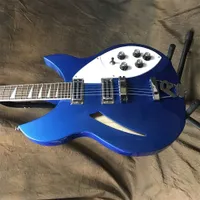 Ricken 330 Back Metal Blaue Farbe Semi Hollow E-Gitarre Palisander Griffbrett Fabrik Direkte Guitarra-Gitarren