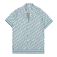Роскошные дизайнерские рубашки мужские моды геометрические принт боулинг рубашка Гавайи Цветочные повседневные рубашки мужчины Slim Fit с коротким рукавом платья