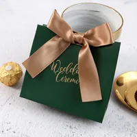 Wedding Gift Wrap Candy Bag with Ribbon 11.4*10*4.5cm White Kraft Paper Thank You Weddings Party Favors and Gifts Bags 232 N2