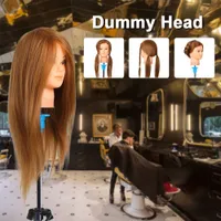 Pratique de formation du coiffeur Mannequin Real Hair Cosmétologie Doll Head Manikin Head Practice Dummy Blonde