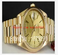 원래 상자 최고 품질 럭셔리 시계 망 118238 18238 노란 다이얼 36mm 스테인레스 스틸 스트랩 자동 남자 시계