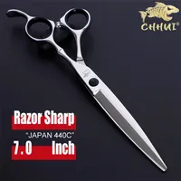 7.0 Inch Japan 440c Steel Hairdressing Scissors Professional Barber Shears Hair Cutting Pet Dog Grooming 220211