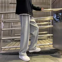 Sweatpants الرجال مستقيم الحريم السراويل الذكور الكورية رجل فضفاض عارضة الخريف الشارع الشهير CN (الأصل) كامل طول أربعة مواسم 220221