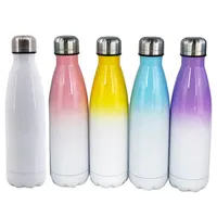 Reusable Sublimation Blanks 17oz Water Bottle Cola Shape Thermos Double Wall Stainless Steel Vacuum Insulated Tumbler 500ml seaway GWA11736