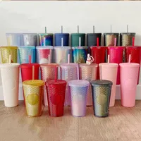 Personalized Starbucks Iridescent Bling Rainbow Unicorn Studded mugs Cold Cup Tumbler coffee mug188Y