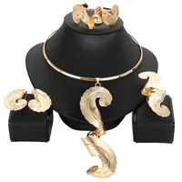 Earrings & Necklace Dubai Gold Jewelry Sets For Women African Bridal Wedding Gifts Party Bracelet Round Ring Jewellery
