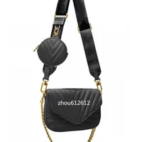 2022 새로운 스타일의 새로운 웨이브 크로스 바디 가방 고품질의 송아지 가죽 패션 여성 메신저 desinger 지갑