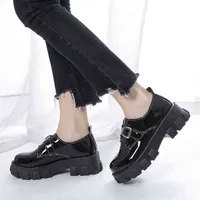 Brand Design Women Platform Flats Heel Shoes Flats Fashion Shoes For Women Pu Leather Flats Female Black Basic Zapatos De mujer