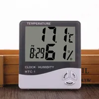 Termômetro de medidor de umidade digital de umidade digital com relógio Calendário Alarme Apertado Temperatura Higrômetro Relógio de precisão do agregado familiar